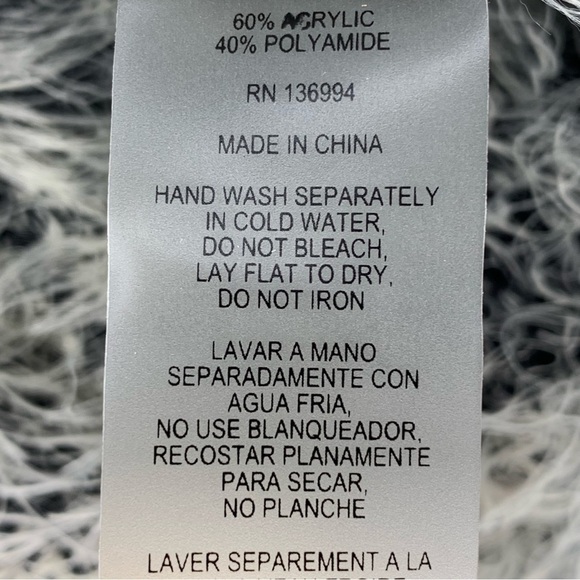 Sioni Liquid Black White Fuzzy Knit Open Knit Soft Draped Sweater Small Medium - Picture 7 of 8